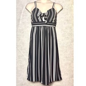 Xhilaration Black & White Striped Midi Dress